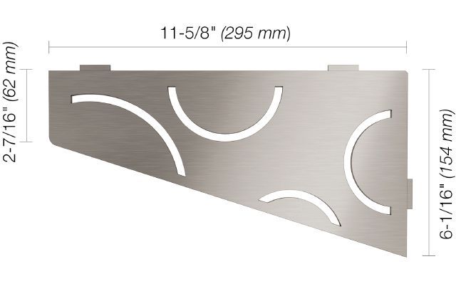 Schluter SHELF-E Étagère de coin quadrilaterale modèle Curve - acier inoxydable (V2) brossé