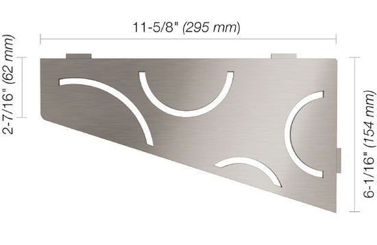 Schluter SHELF-E Étagère de coin quadrilaterale modèle Curve - acier inoxydable (V2) brossé