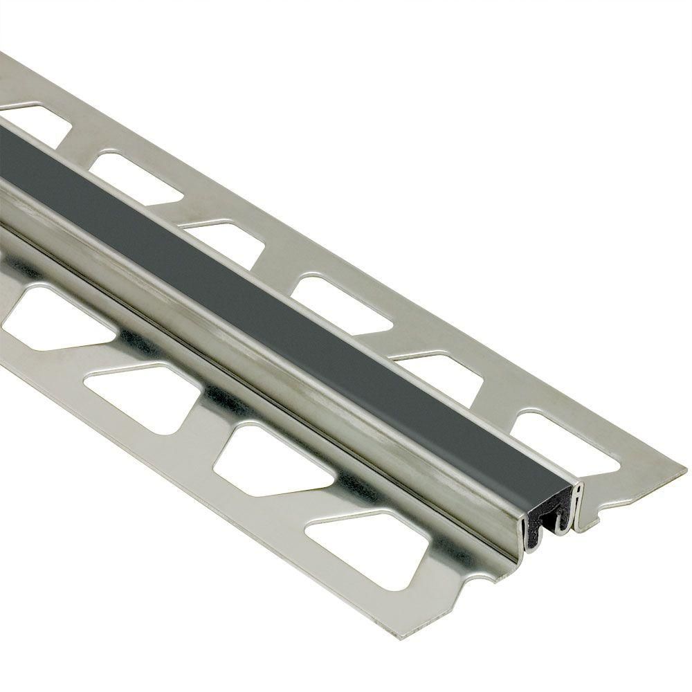 Schluter DILEX-KSN Profilé pour joint de surface avec insertion noire de 7/16" (11 mm) - acier inoxydable (V2) 7/16" x 8' 2-1/2"