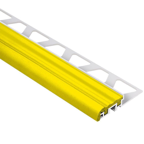 Schluter TREP-S Profilé de nez de marche avec insert jaune - aluminium et plastique PVC 1-1/32" x 4' 11" x 1/2" (12 mm)