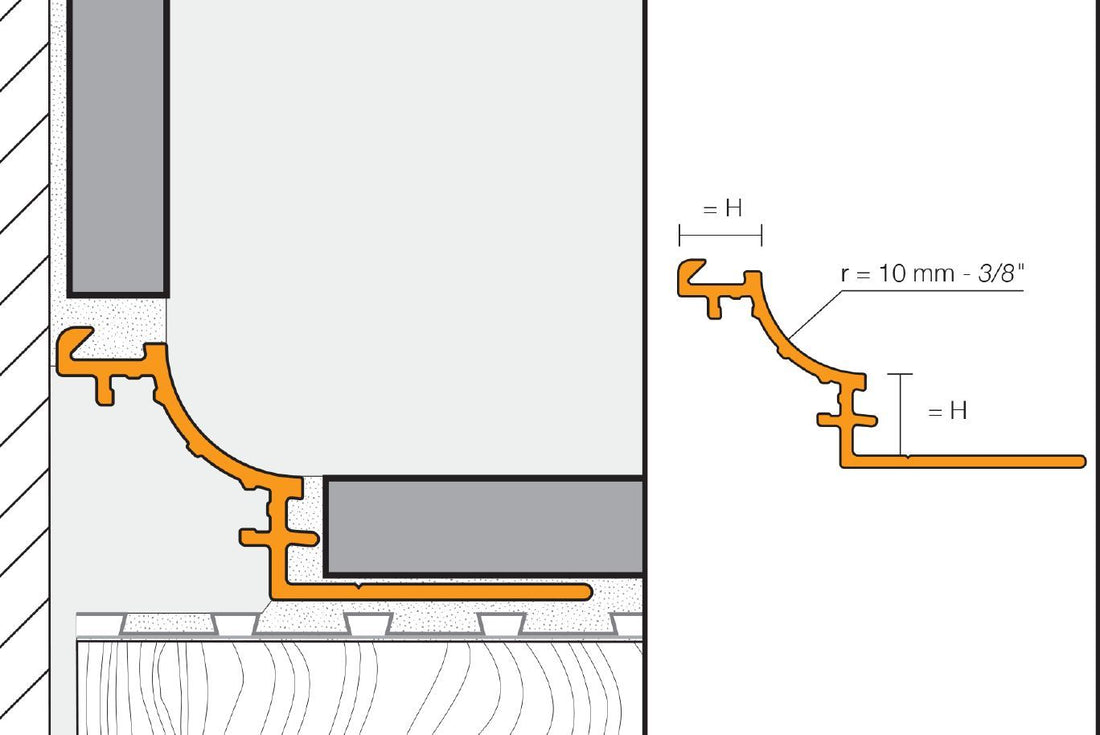 Schluter DILEX-AHK Profilé à gorge avec un radius de 3/8" - aluminium anthracite clair 1/2" (12.5 mm) x 8' 2-1/2"