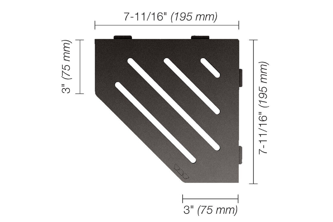 Schluter SHELF-E Étagère de coin pentagonale modèle Wave aluminium anthracite foncé
