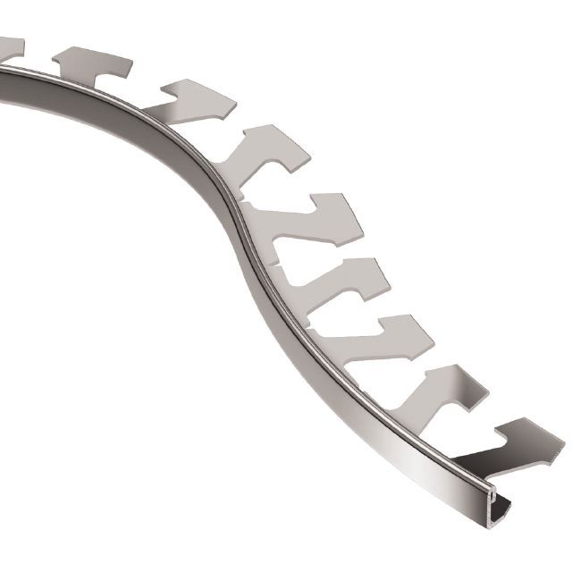Schluter SCHIENE Profilé radius de bordure pour mur/plancher - acier inoxydable (V4) 5/16" (8 mm) x 8' 2-1/2"