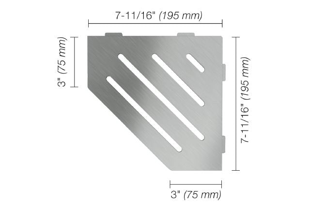 Schluter SHELF-E Étagère de coin pentagonale modèle Wave - acier inoxydable (V2) brossé