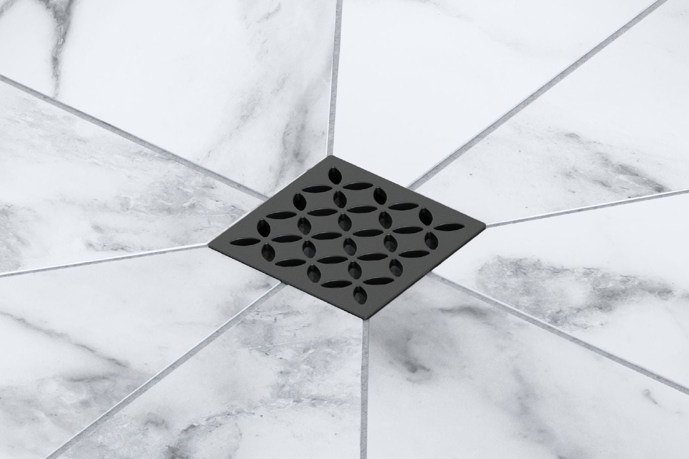 Schluter KERDI-DRAIN Ensemble de grille carrée Floral acier inoxydable (V2) anthracite foncé 4"