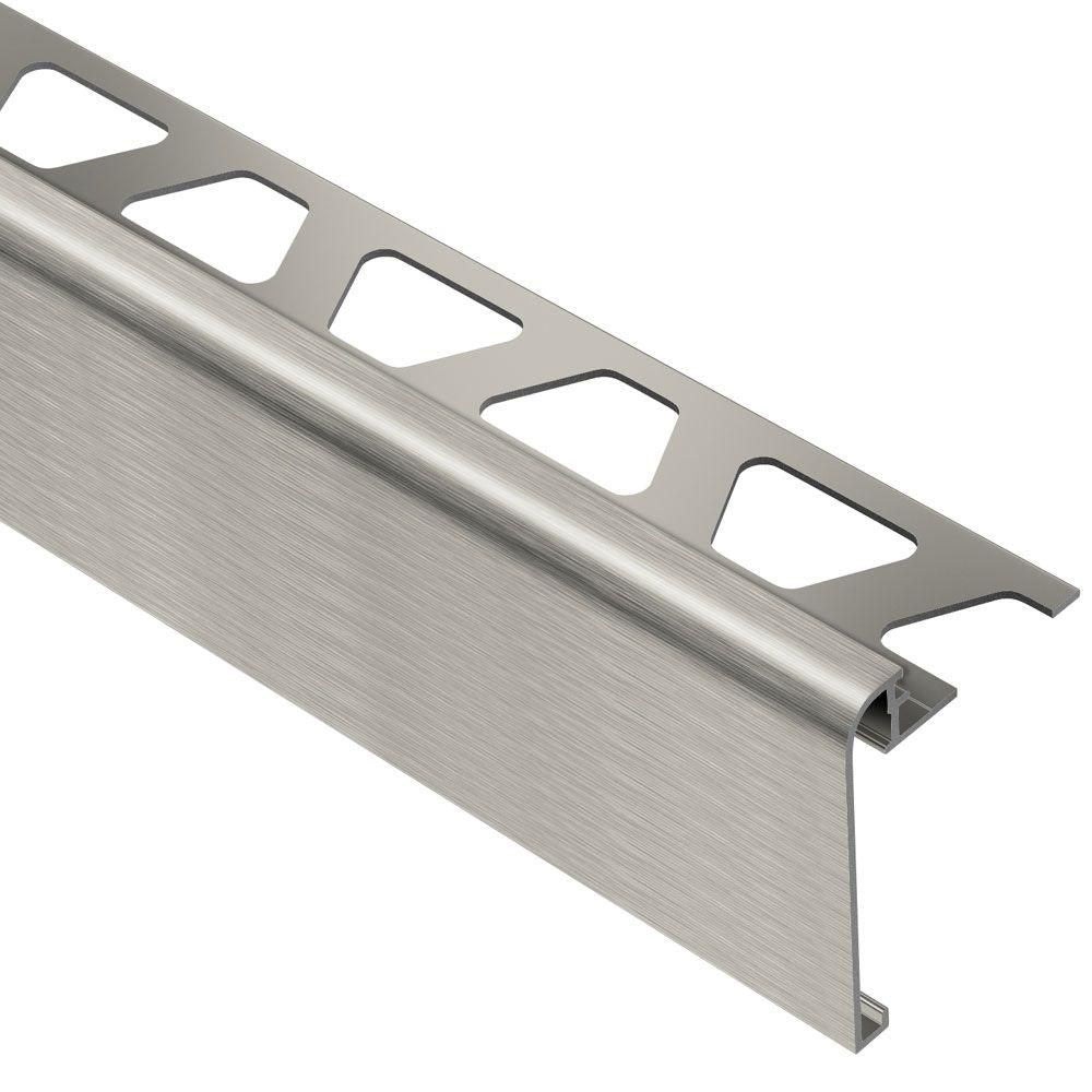 Schluter RONDEC-STEP Profilé de finition et protection des rebords avec ailette verticale de 1-1/2" - aluminium anodisé nickel brossé 5/16" (8 mm) x 8' 2-1/2"
