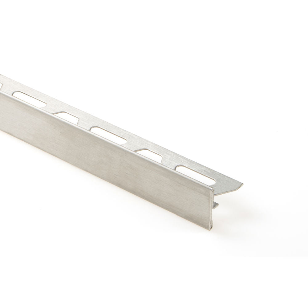 Schluter SCHIENE-STEP Profilé de bordure de marche/mur - acier inoxydable (V2) brossé 1/4" (6 mm) x 8' 2-1/2" avec ailette verticale de 7/16"