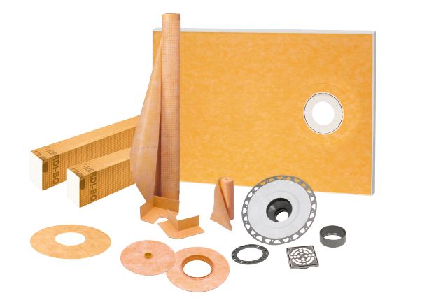 Schluter KERDI-SHOWER-KIT Ensemble de douche avec position de sortie décentrée KERDI-SHOWER-KIT avec 2" PVC bride et acier inoxydable gille 38" x 60"