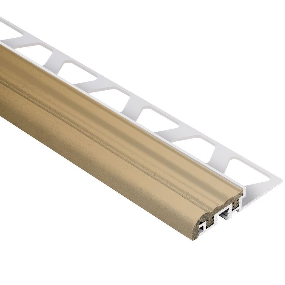 Schluter TREP-S Profilé de nez de marche avec insert beige clair - aluminium et plastique PVC 1-1/32" x 8' 2-1/2" x 1/2" (12.5 mm)