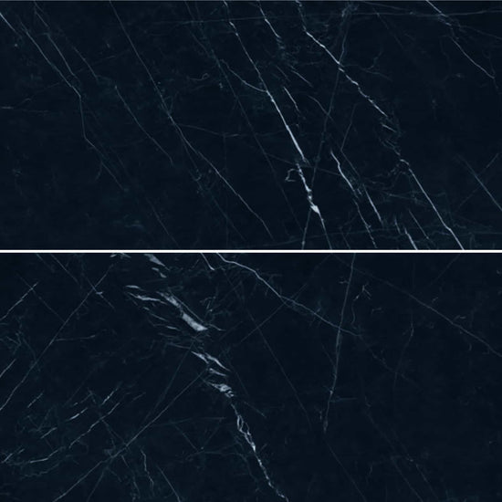 Carreaux de céramique Marmi Classici 24 po x 48 po Nero Marquinia poli, marbre noir à veines blanches