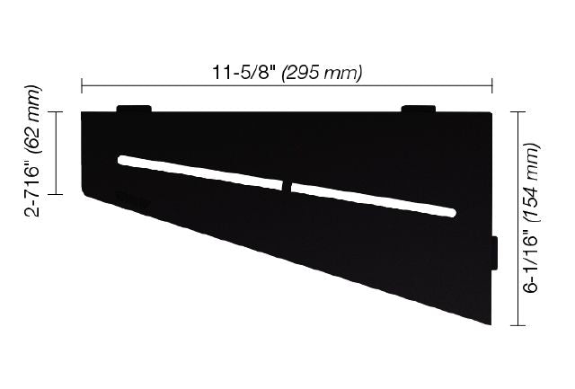 Schluter SHELF-E Étagère de coin quadrilaterale modèle Pure - aluminium noir mat
