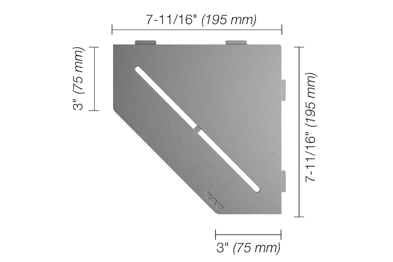 Schluter SHELF-E Étagère de coin pentagonale modèle Pure aluminium étain