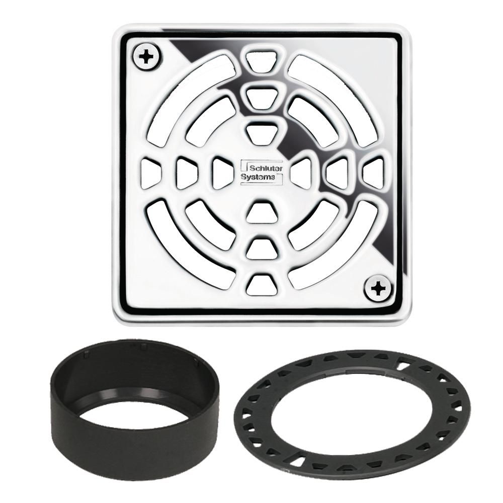 Schluter KERDI-DRAIN Ensemble de grille carrée Classic - acier inoxydable (V2) chrome 4"