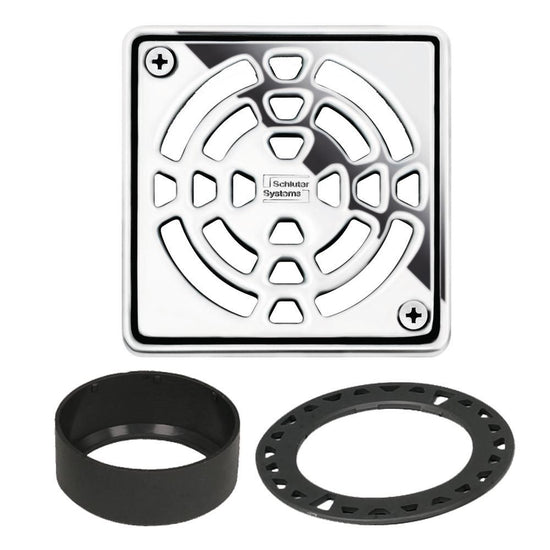 Schluter KERDI-DRAIN Ensemble de grille carrée Classic - acier inoxydable (V2) chrome 4"