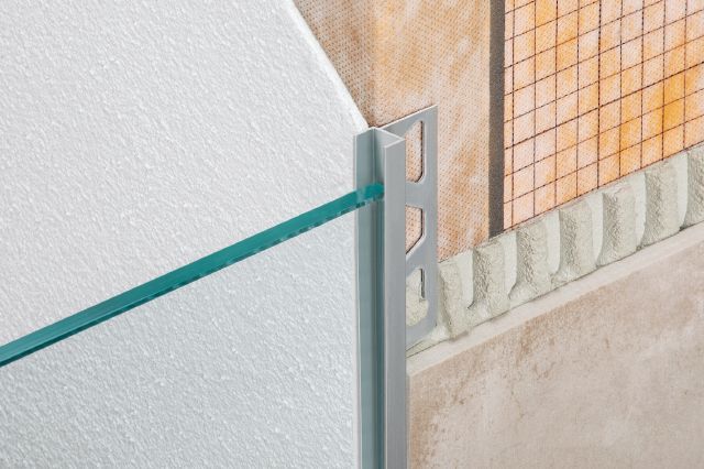 Schluter DECO-SGC Profilé de support pour cloison de douche en verre aluminium anodisé mat 1/2" (12.5 mm) x 1/2" x 8' 2-1/2"