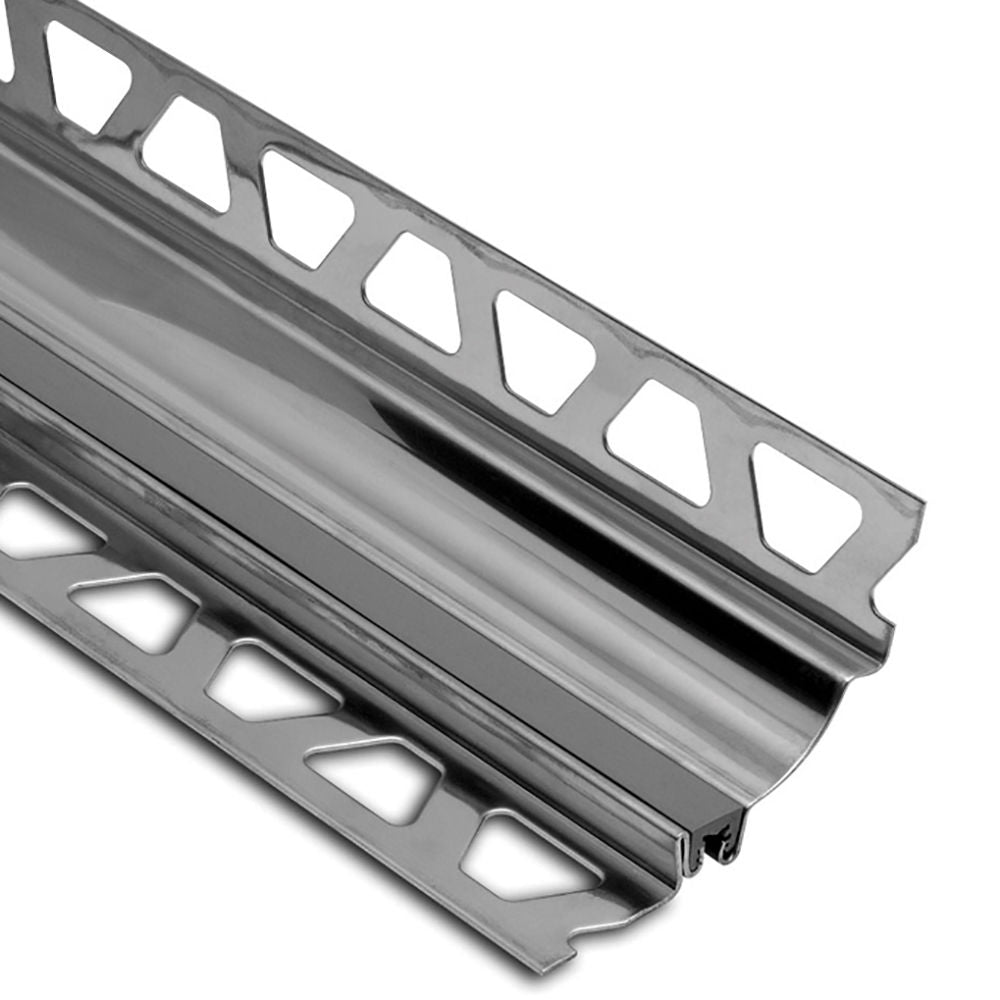 Schluter DILEX-HKS Profilé à gorge avec un radius de 23/32" - acier inoxydable (V2) gris 3/8" x 9/32" x 8' 2-1/2"