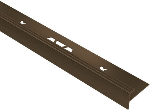 Schluter VINPRO-STEP Profilé de nez de marche pour revêtement de vinyle aluminium anodisé bronze antique brossé 21/64" (8.5 mm) x 8' 2-1/2"