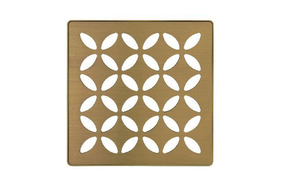 Schluter KERDI-DRAIN Ensemble de grille carrée Floral - acier inoxydable (V2) or antique brossé 4"
