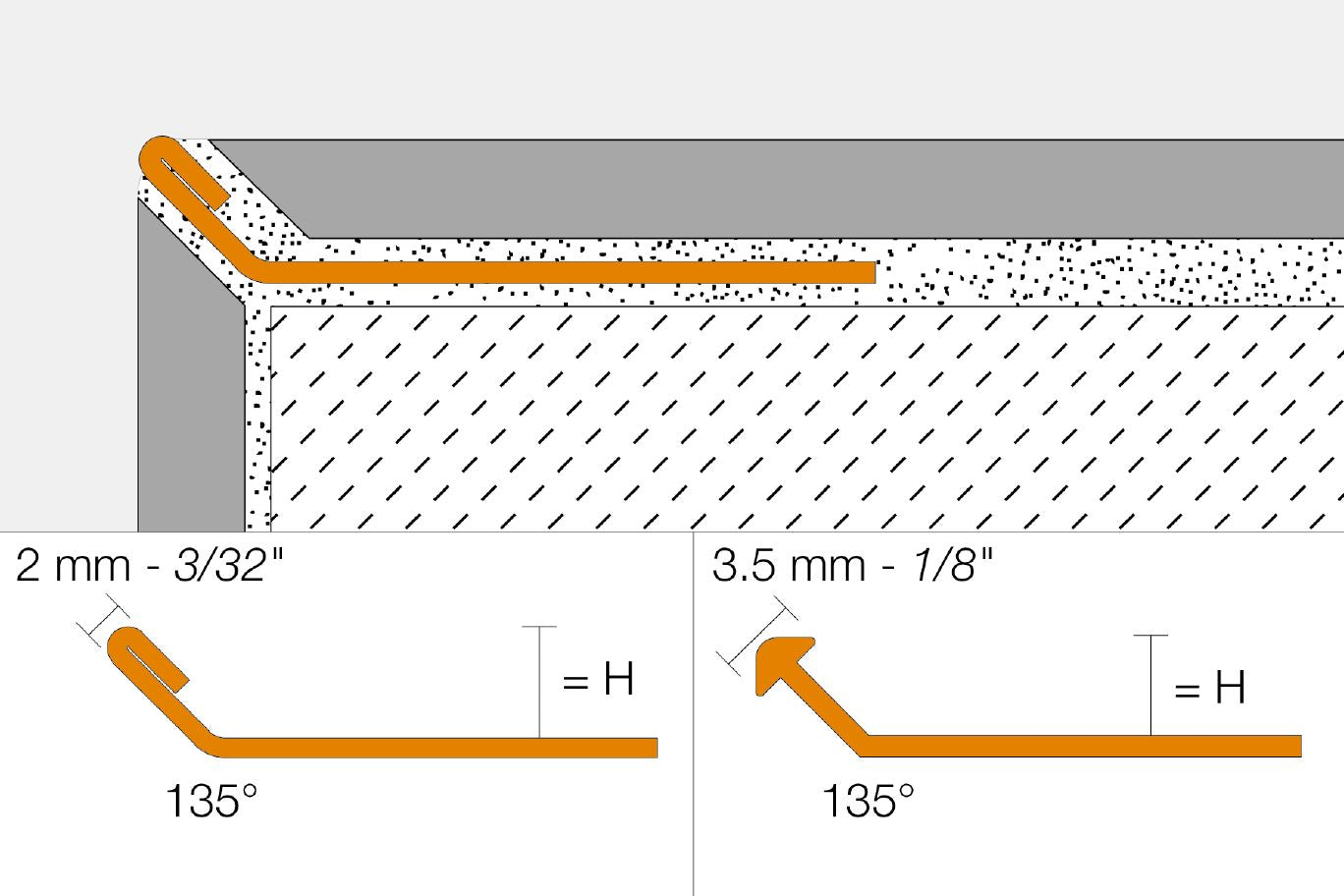 Schluter FINEC Profilé de finition et de protection des rebords - aluminium anodisé mat 3/32" (2.5 mm) x 8' 2-1/2"