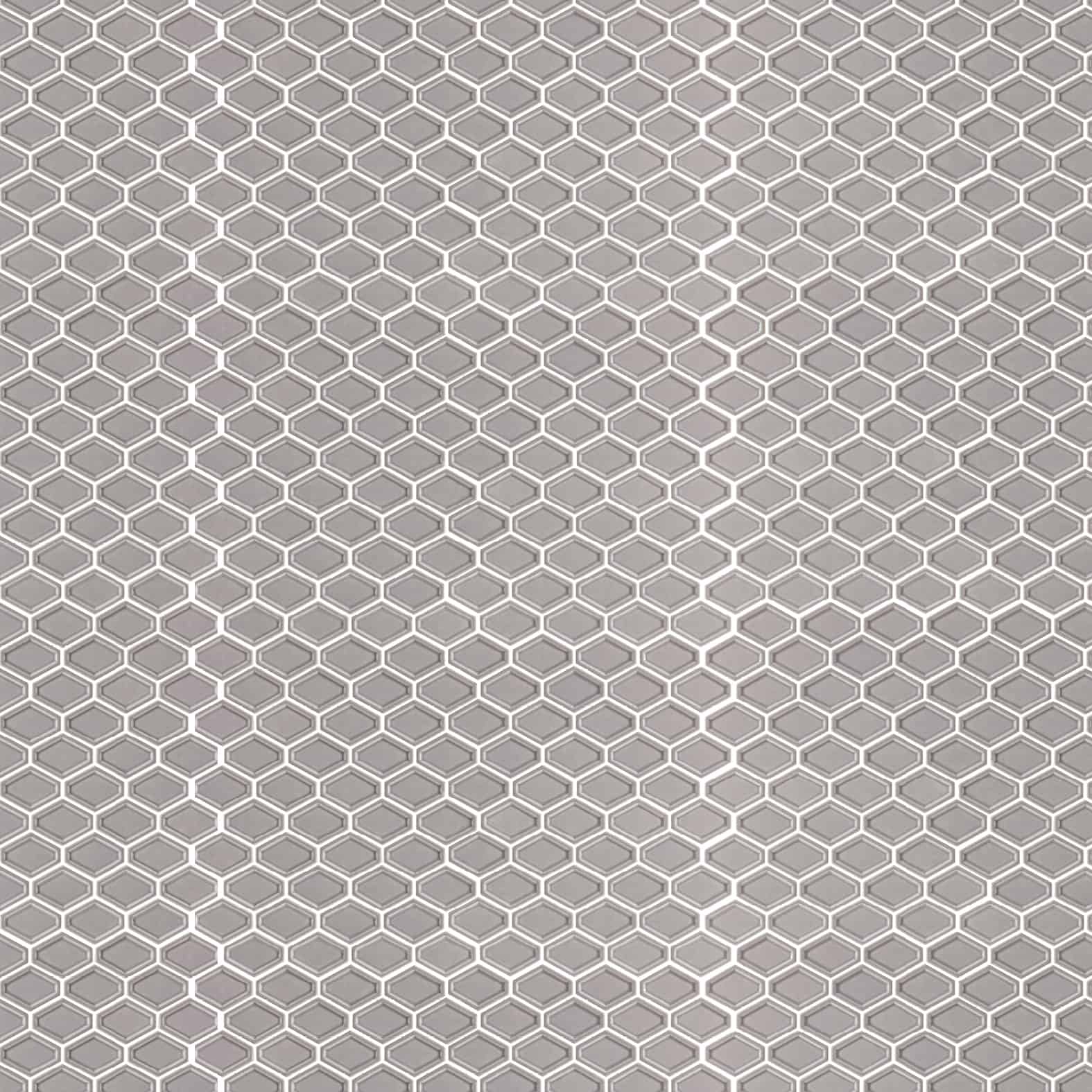 Carreaux de céramique Collection Jersey - Mosaïque Hex - 2 po x 2 po gris, motif hexagonal
