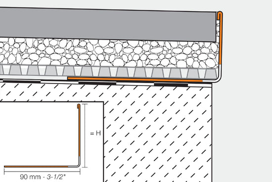 Schluter BARA-RWL Profilé de bordure de balcon aluminium gris classique 1" (25 mm) x 8' 2-1/2"