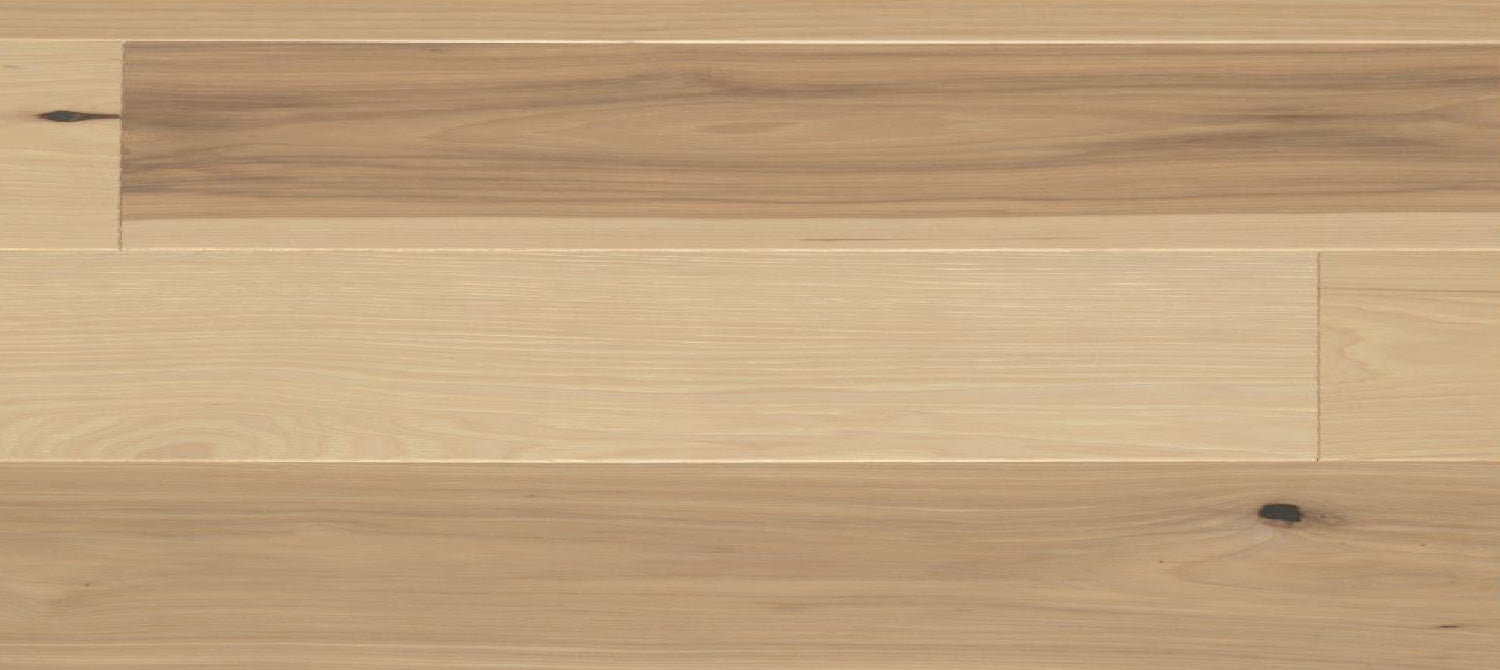 Preverco Bois d'ingénierie Flex19 Hickory V+ Raw Mat 5-1/8 pouces × 3/4 pouce finition mate veines naturelles