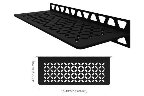 Schluter SHELF-W Étagère mural rectangulaire Floral Design - aluminium noir mat