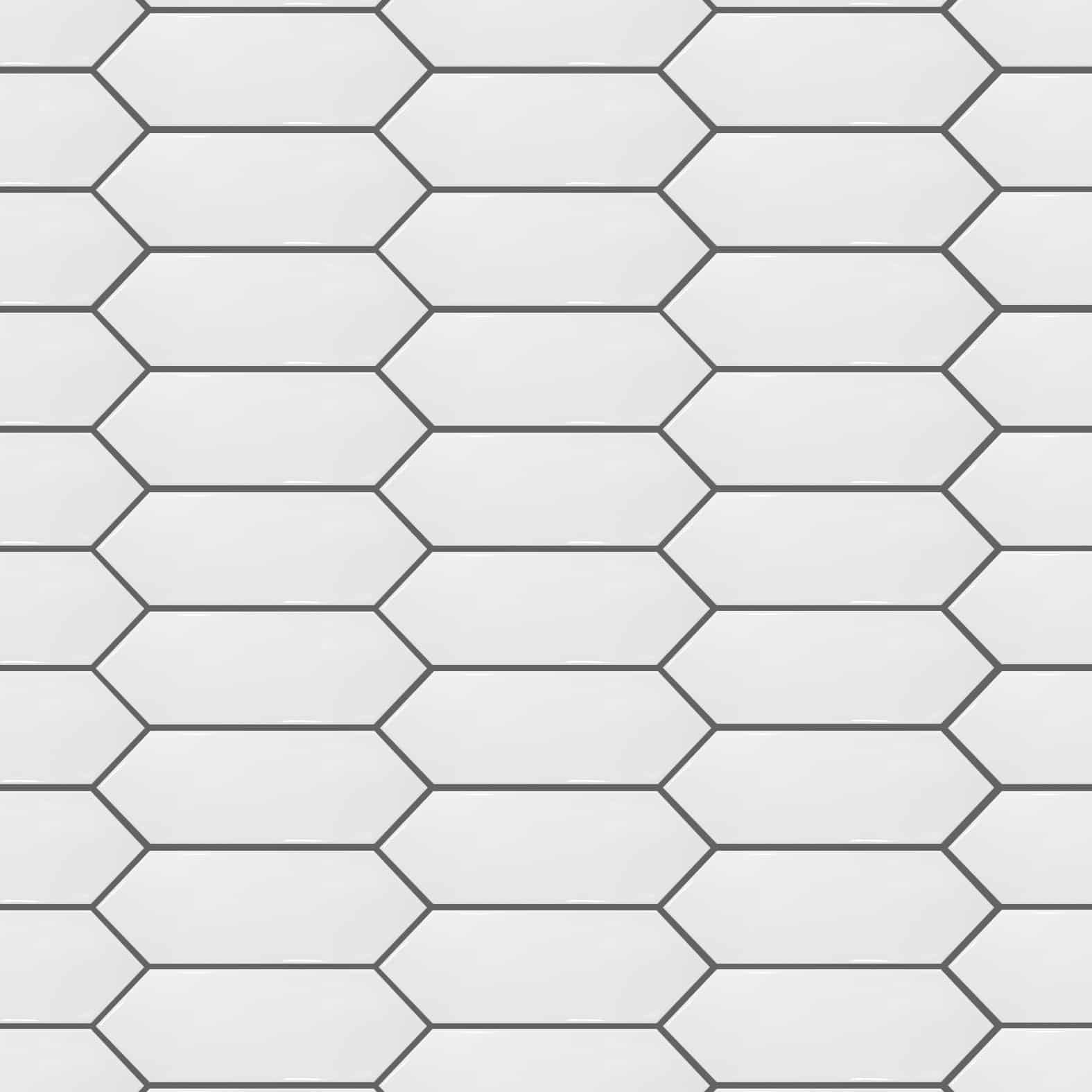 Carreaux de céramique Collection Wind Hex 4 po x 12 po blanc, forme hexagonale allongée