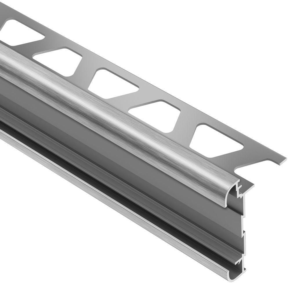 Schluter RONDEC-CT Profilé de bordure à comptoir double rail - Aluminum Anodized Brushed Chrome 1/2" (12.5 mm) x 8' 2-1/2"