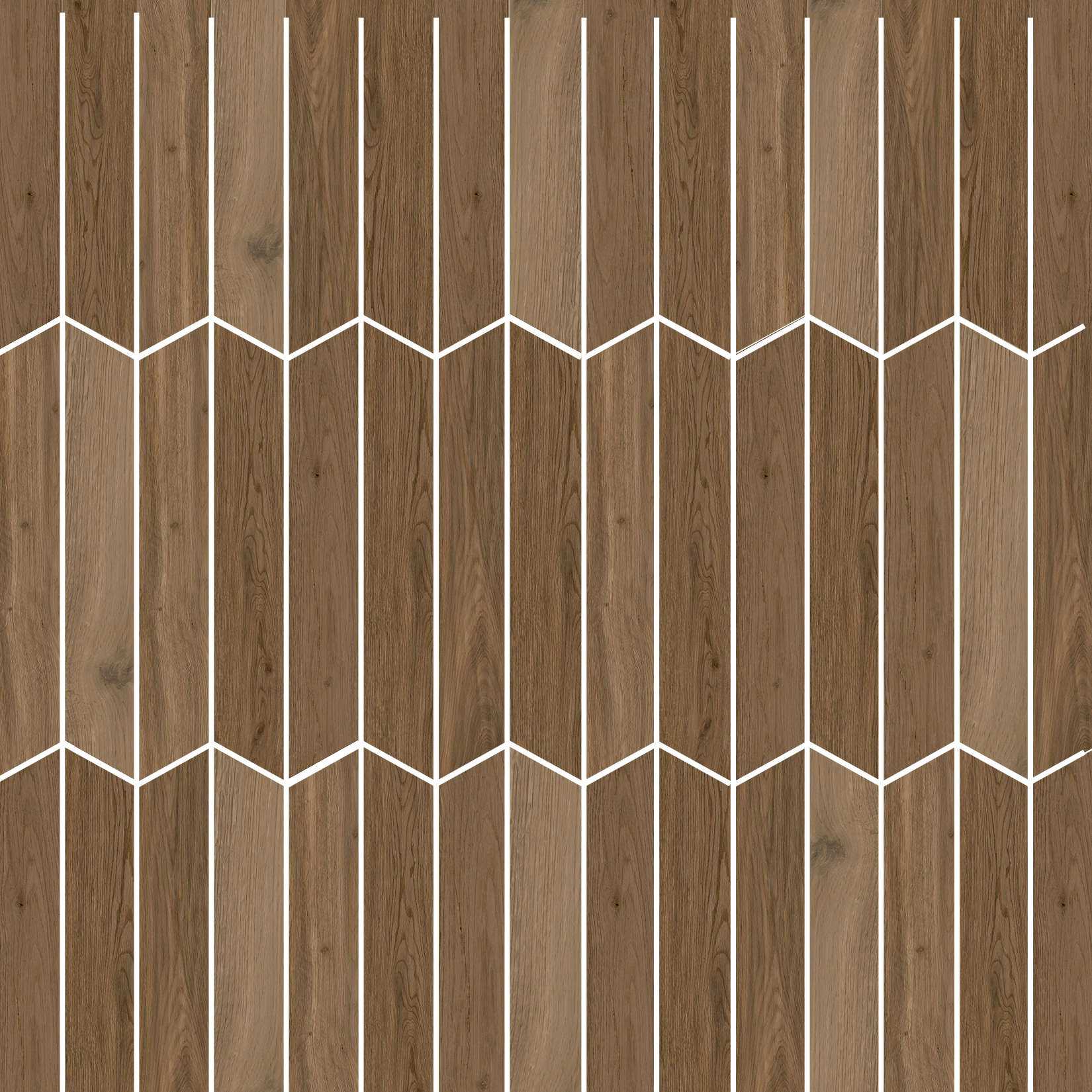 Carreaux de céramique Collection Elisir Royal 3 po x 18 po motif chevron Castano mat