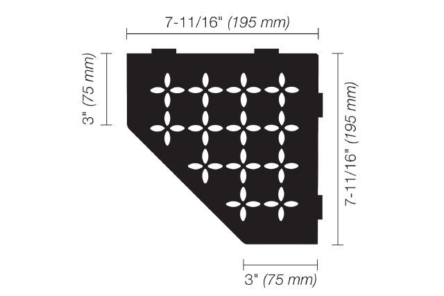 Schluter SHELF-E Étagère de coin pentagonale modèle Floral - aluminium noir mat