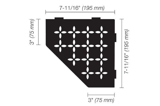 Schluter SHELF-E Étagère de coin pentagonale modèle Floral - aluminium noir mat