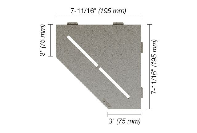 Schluter SHELF-E Étagère de coin pentagonale modèle Pure - aluminium gris pierre