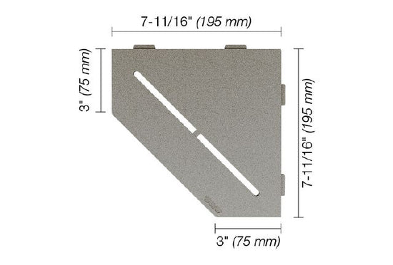 Schluter SHELF-E Étagère de coin pentagonale modèle Pure - aluminium gris pierre