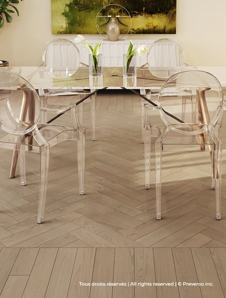 Plancher Preverco Bois d’ingénierie 4 3/8 po en Chêne blanc | Collection Flex16 - Nuance Stockholm, fini mat, 5/8 po d’épaisseur