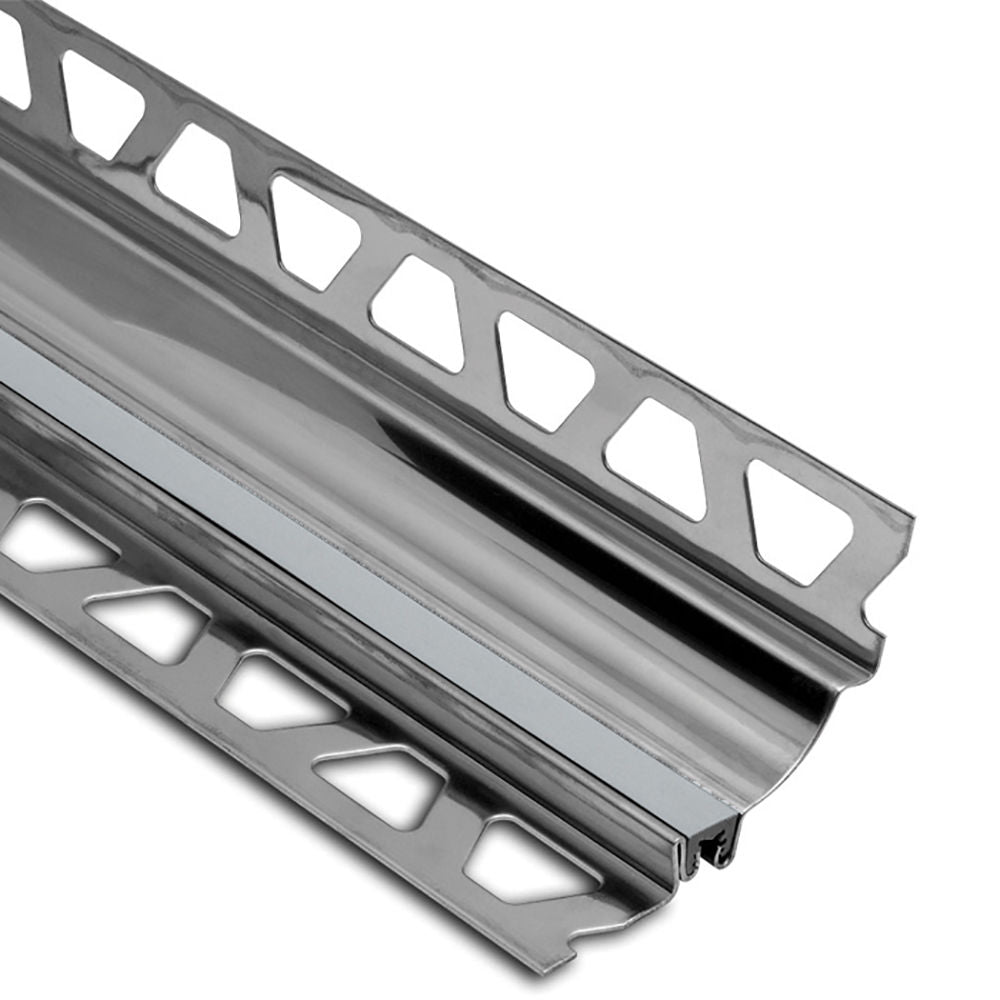 Schluter DILEX-HKS Profilé à gorge avec un radius de 23/32" - acier inoxydable (V2) gris classique 3/8" x 7/16" x 8' 2-1/2"