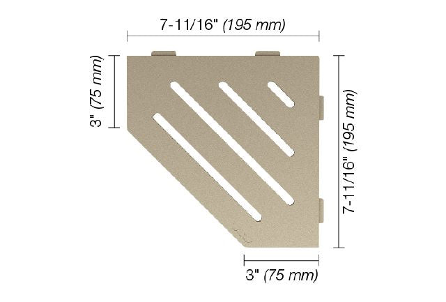 Schluter SHELF-E Étagère de coin pentagonale modèle Wave - aluminium crème