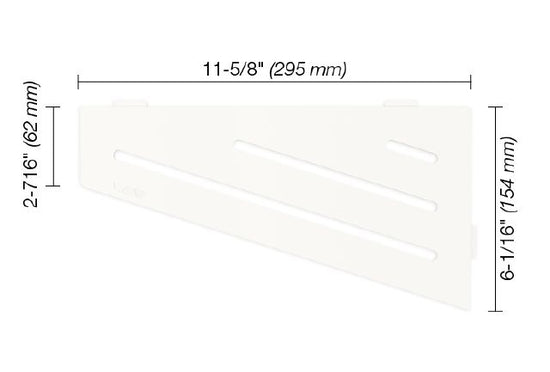 Schluter SHELF-E Étagère de coin quadrilaterale modèle Wave - aluminium blanc mat