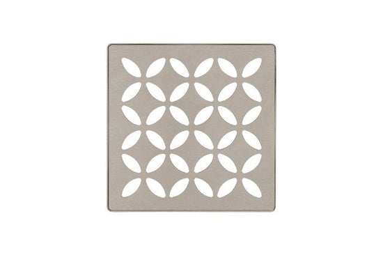 Schluter KERDI-DRAIN Ensemble de grille carrée Floral - acier inoxydable (V2) gris pierre 4"