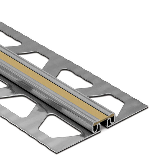 Schluter DILEX-EKSB Profilé de joint de surface pour les revêtements de plancher plus minces - acier inoxydable (V2) avec joint de 1/4" beige clair 3/32" (2.5 mm) x 8' 2-1/2"