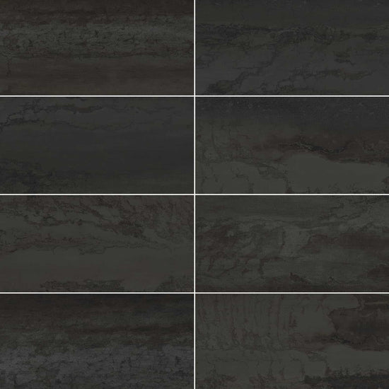 Carreaux de céramique Collection Metallica 12 po x 24 po, foncé, fini mat