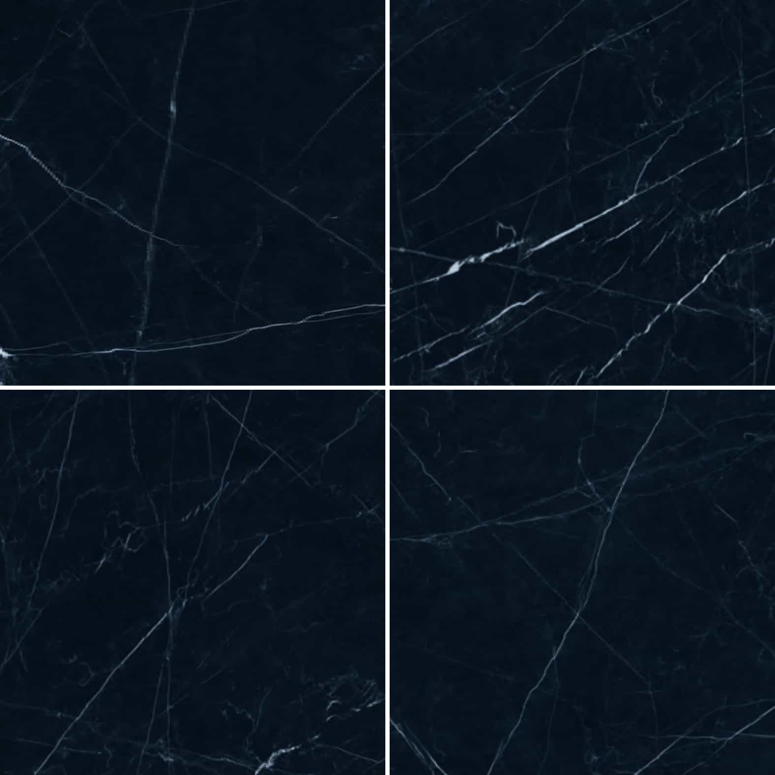 Carreaux de céramique Marmi Classici 24 po x 24 po Nero Marquinia poli, marbre noir veiné blanc