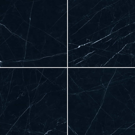 Carreaux de céramique Marmi Classici 24 po x 24 po Nero Marquinia poli, marbre noir veiné blanc
