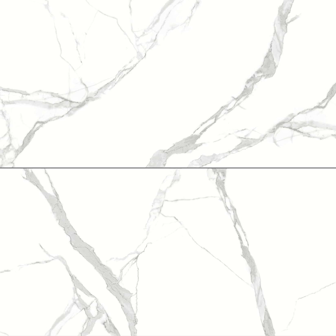 <p>Carreaux de céramique Collection Glamour 24 po x 48 po Calacatta mat, marbre blanc à veines grises</p>