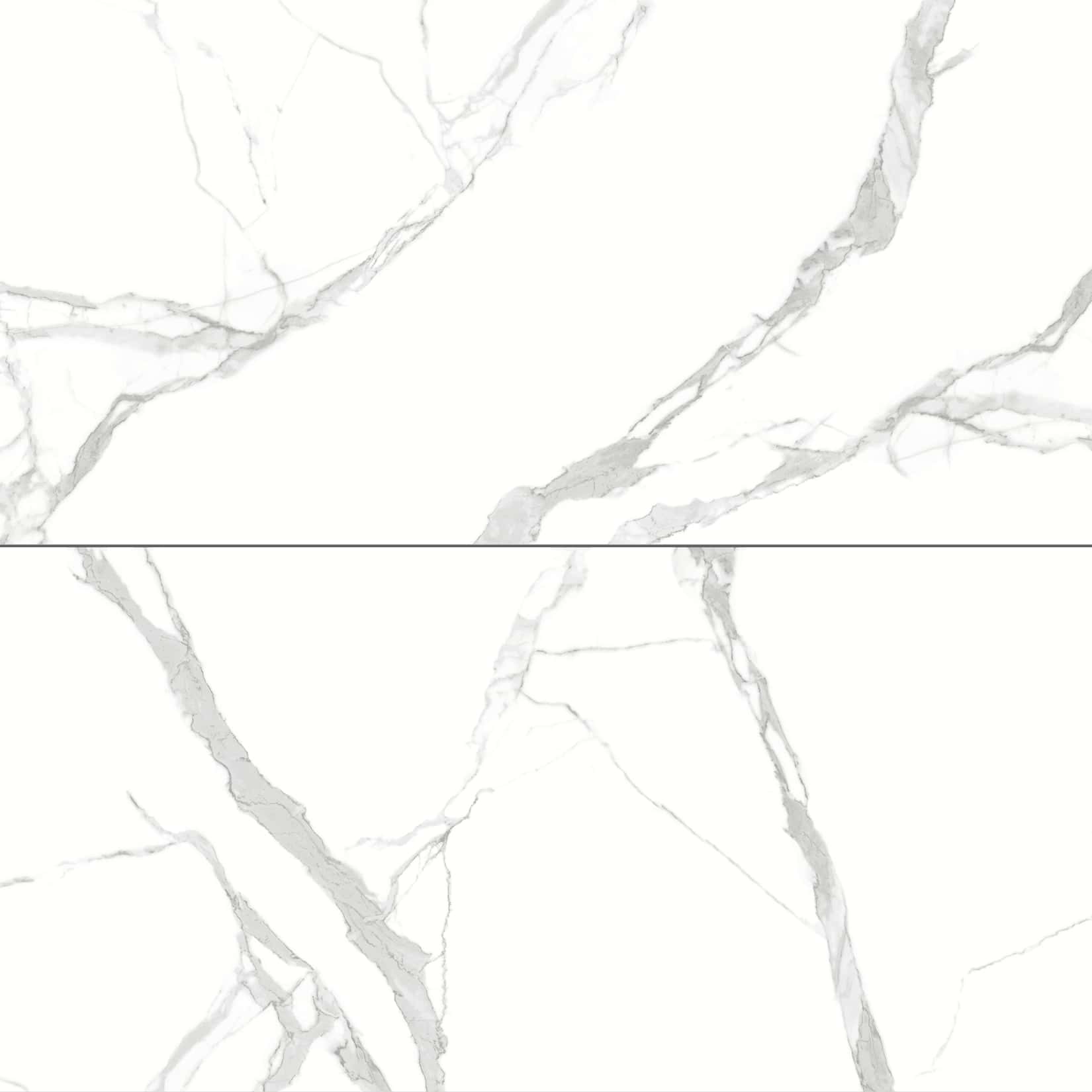 <p>Carreaux de céramique Collection Glamour 24 po x 48 po Calacatta mat, marbre blanc à veines grises</p>