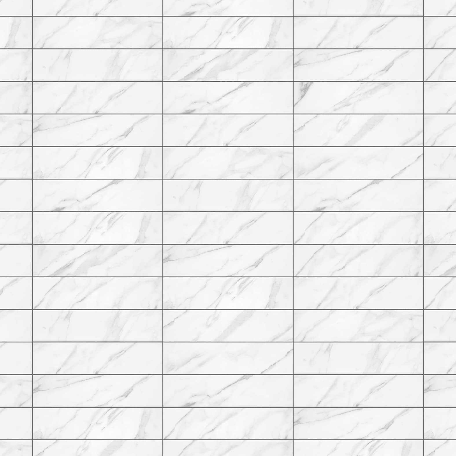 Carreaux de céramique Collection Neve 3 po x 12 po Carrara finition mat, aspect marbre blanc veiné