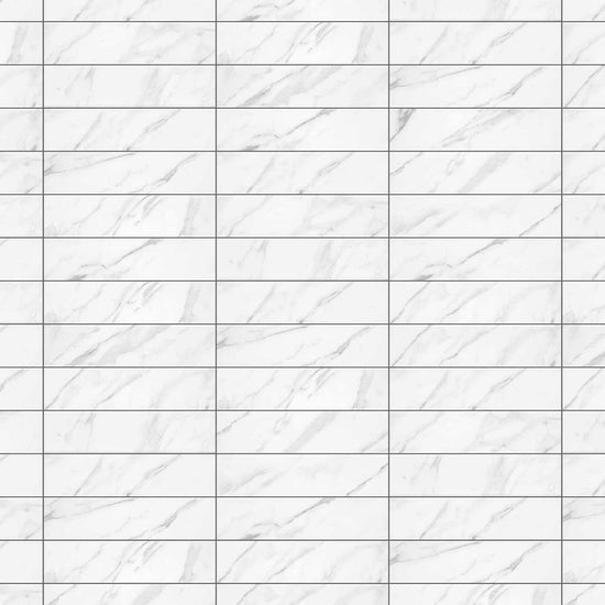 Carreaux de céramique Collection Neve 3 po x 12 po Carrara finition mat, aspect marbre blanc veiné