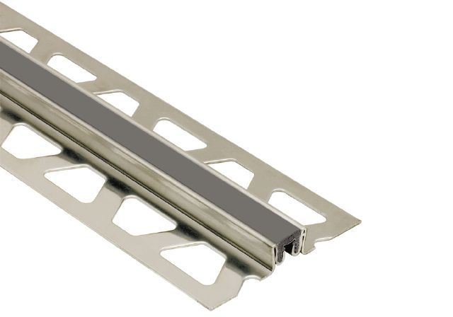 Schluter DILEX-KSN Profilé pour joint de surface avec insertion anthracite foncé de 7/16" - acier inoxydable (V2) 1/2" (12.5 mm) x 8' 2-1/2"
