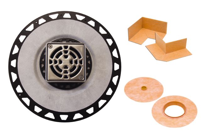 Schluter KERDI-DRAIN Kit de drain avec bride en plastique ABS 2" avec grille carrée en acier inoxydable 4"