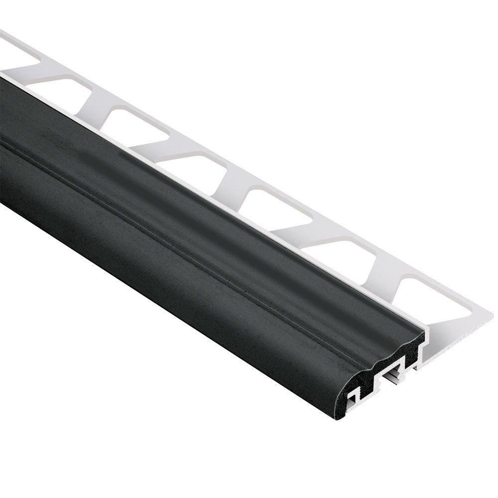 Schluter TREP-S Profilé de nez de marche avec insert noir - aluminium et plastique PVC 1-1/32" x 4' 11" x 1/2" (12.5 mm)